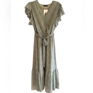 Elegant Green Floral Dress Large NTW’S